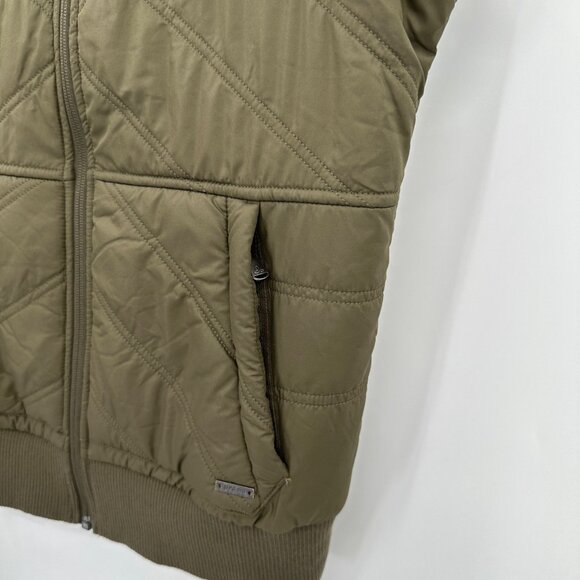 Prana Women's Olive Green Encinitas Quilted Vest size S Sherpa Fleece Lining - Picture 5 of 9